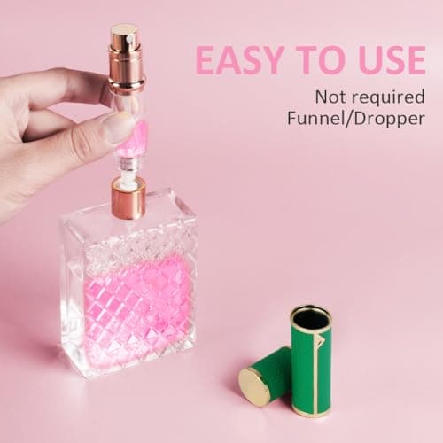 LOPHE Perfume Travel Bottle, 5ML Luxurious Perfume Atomiser Refillable, Leather Perfume Spray Bottle, Easy to Refill Perfume Atomiser for Women Men, A (Green) — view 3