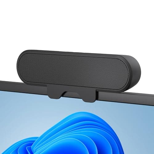 Inwa PC Speaker, USB Monitor Speaker with Clip-On, 10 W with HD Stereo Sound, for PC Monitor, Laptop, Mobile Phone, Desktop, Outdoor, Plug and Play (Black)