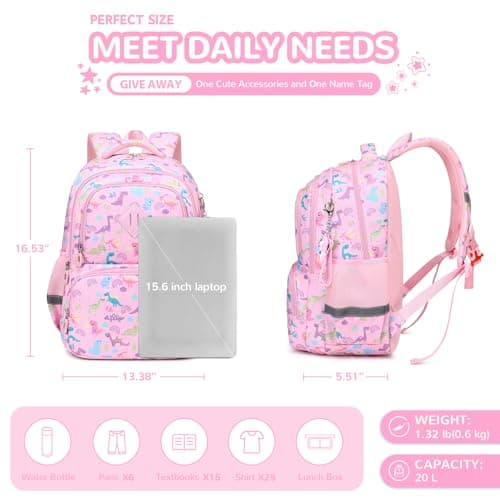 QIXIHU Kawaii Printed Girls Bookbags for Elementary, Kids Backpack, Lightweight School Backpack for Kindergarten, Water Resistant Teen Backpacks — view 3
