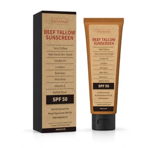 Beef Tallow Sunscreen SPF 50, Natural Sunscreen for Face & Body, 100 g