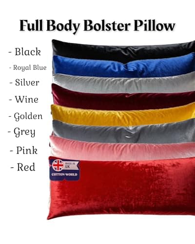 COTTON-WORLD Crushed Velvet Bolster Pillow Hollowfiber Fill Bolster Cushion Soft Hypoallergenic Orthopedic Long Pillow for Side Sleeper Back Neck Maternity Support Pregnancy (Gold, Single- 3FT) — view 5
