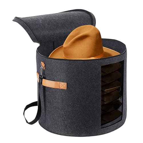 Large Hat Cover - Portable Hat Storage Box with Clear Front Dustproof Lid | Visible Hat Container for Sunhats, Hats, Fedoras, Cupboard Containers, Stackable Organiser, Travel Storage