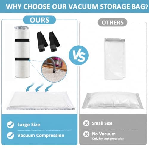 Vacuum Storage Bags, Extra Large Mattress Vacuum Bag for Duvets, Blankets & Clothes, Waterproof Reusable Vacuum Seal Bags for Moving (240x120cm) — view 3
