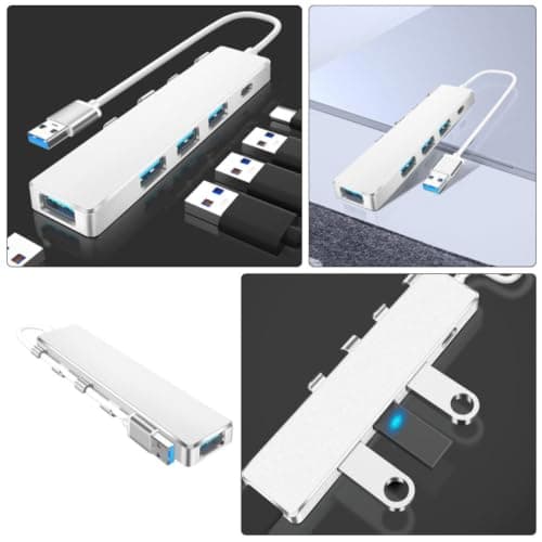 Multi-port USB Hub 4 Ports Stainless Steel ABS Data Splitter — view 4