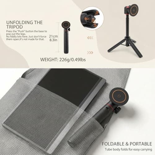 Portable Travel Monitor Stand Magnetic Metal Tripod for Monitor/iPad/iPhone — view 5