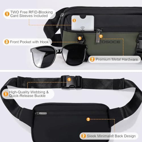 OSOCE Bum Bag for Men, Water-Resistant Waist Bag Crossbody Chest Bag — view 5