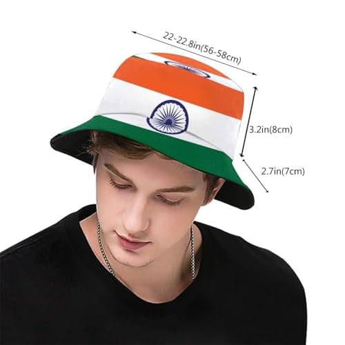 Stylish National Flags Bucket Hat Sun Protection Packable Fisherman Hat Summer Hat Unisex Outdoor Travel for Women Men, India, One size — view 3