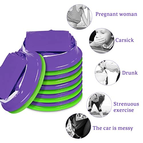 Sadocom 24 Pack Vomit Bags Disposable Barf Bag, 12 Purple & 12 Green — view 2