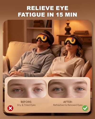Heated Eye Mask: [Upgrade] Cordless Warm Eye Compress - Rechargeable Moist-Warming Mask Mask with Adjustable Heat & Timer - Electric Heating Eye Mask for Sleep, Travel, Office, Gift Thermal Pillows — view 5