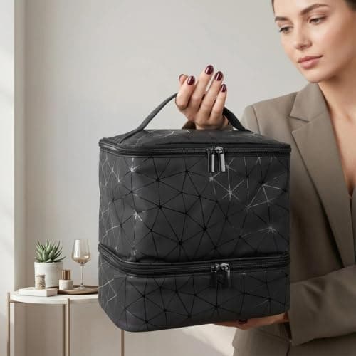 Nail Vanish Storage, Portable Double-Layer Nail Bag Organiser — view 2