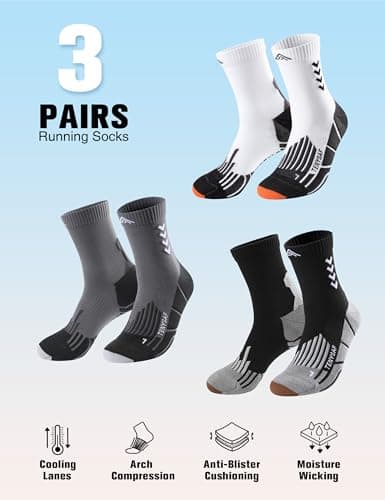 Lounwee Crew Compression Running Socks: 15-20 mmhg Arch Support Compression — view 4