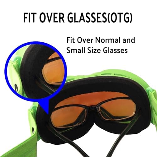 OUTDOORSPARTA Kids Ski Goggles (5. Green Frame, Full Lens Mirrored Green) — view 5