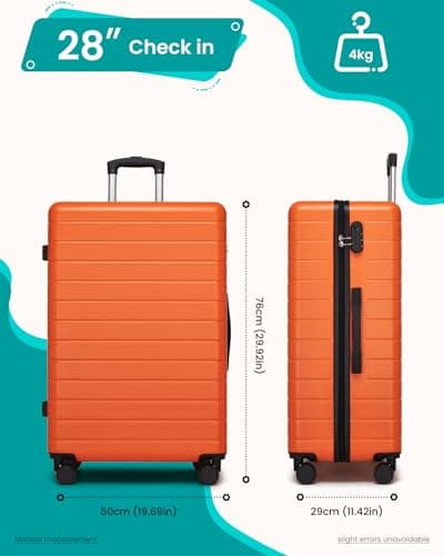Shavont Large Suitcase 28 Inch Hard Shell Luggage ABS Travel Case (Orange) — view 3
