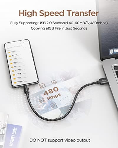CLEEFUN 5-Pack[0.3m/30cm] Short USB C Cable Fast Charging USBA to USBC Lead — view 4