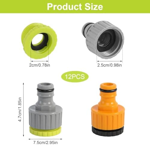 HURODZ Hose Tap Connector, 12 Pack 2in1 Universal Tap Connector — view 2