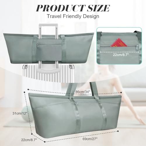 Aucuu Large Yoga Mat Bag, Gym Bag, Travel Yoga Gym Bag for Women Men, Gray Green, Nylon, Classic, Unisex — view 2