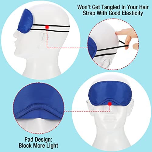 12 Pieces Multicolor Eye Mask Cover Lightweight Blindfold Sleep Mask with Nose Pad and Elastic Straps for Kids Women Men, 12 Colors — view 3