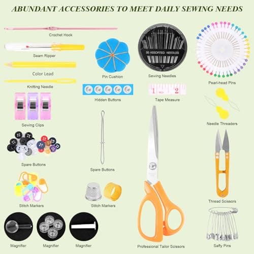 Goeveo Sewing Kit for Adults Beginners, DIY, Home, Travel, Emergency, Repair, Small Sewing Supplies with Case Thread Needle Scissors, Portable 198 Pcs Sewing Accessories Gifts for Mum Grandma Kids — view 2