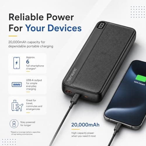 SilverLabel 20,000mAh Power Bank - Black Universal Portable Power Bank with USB Output for Emergency Charging of Phones and Other Devices — view 3