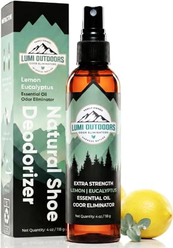 Lumi Outdoors Natural Shoe Deodorizer Spray & Foot Odor Eliminator- Extra Strength- Lemon Eucalyptus