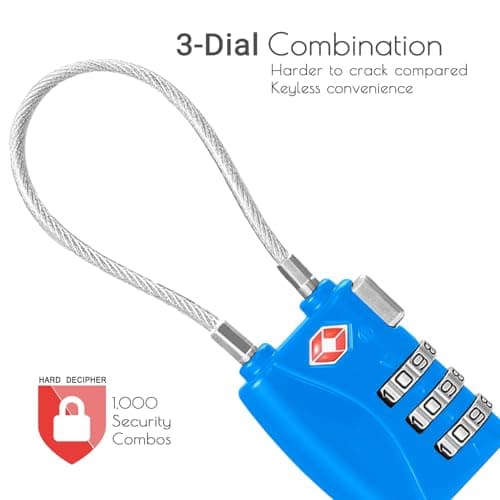 CFMOUR Suitcase Locks, 3-Dial TSA Approved Luggage Lock with Flexible Cable — view 2