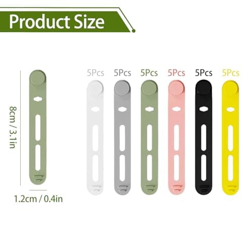 Pack of 30 Silicone Cable Ties, Reusable Cable Organiser, Adjustable Cable Ties for Home and Travel Charging Cables, Audio Cable and Network Cable Storage (Multi-Colour) — view 2