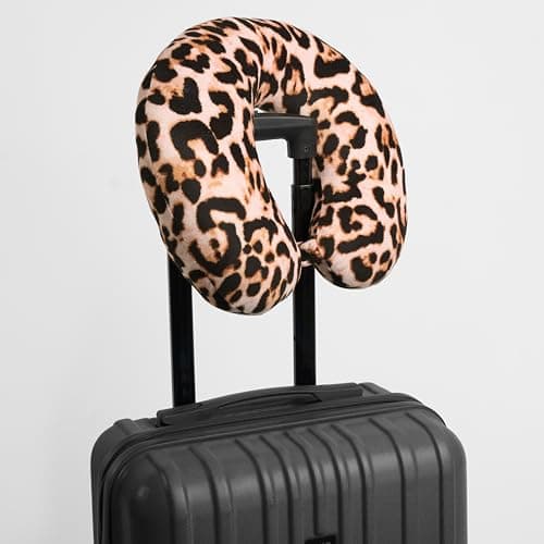 OHS Neck Pillow Leopard Print Travel Pillow, Soft Foam Neck Support Pillow Lightweight & Portable Support Cushion For Airplane Train Car, Natural-30x30cm — view 4