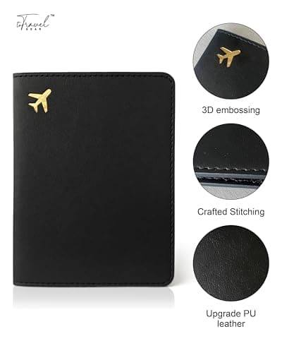 toTravelGear Passport Holder for Travel Essentials,RFID Blocking Passport Cover Case for Travel Accessories,Travel Wallet for Women Men, Black, 5.5 x 4 inches, Minimalist — view 5
