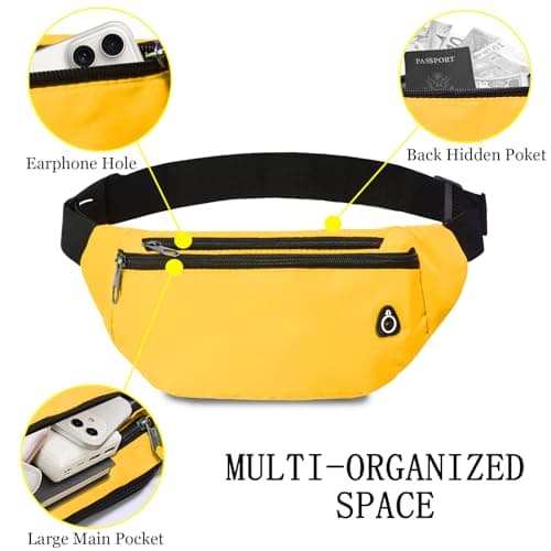 Rosoz Bum Bag, Belt Bag Women's Bum Bag Men's Gifts Sports Waist Bags for Outdoor Travel Running Bicycle, yellow, Pocket umbrella — view 2