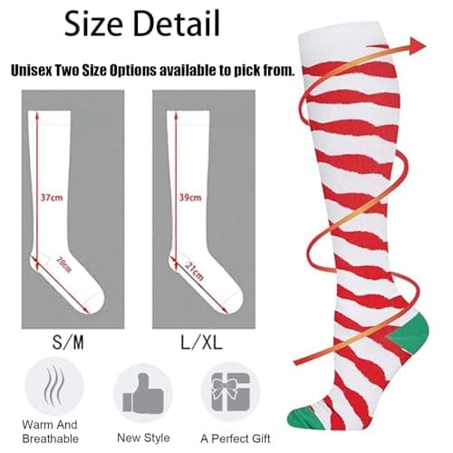JK Home 2 Pairs Christmas Compression Socks for Women Men, Knee High — view 4