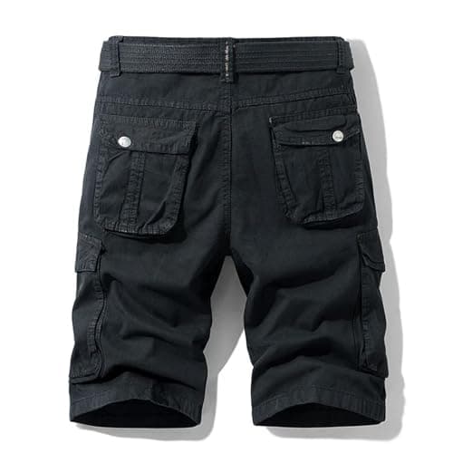 YUECIBAI Sports Running Shorts For Men Men'S Multi Pocket Cargo Shorts Male Cotton Mens Shorts Pants 34 Black — view 3