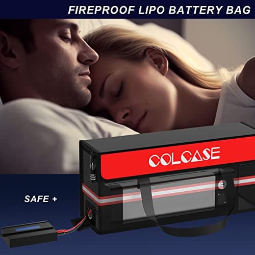 COLCASE Lipo Safe Bag Fireproof Explosionproof Ebike Battery Storage Bag and Lipo Battery Charging Bag with Combination Lock Silicone Coated Fireproof Bag (20 x 5.5 x 9 in) — view 2