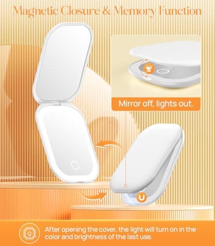 Gospire Lighted Travel Makeup Mirror with Light and Magnification 3X, White — view 6