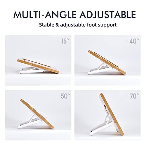 ELETIUO Upgraded Bamboo Wooden Drawing Ipad Holder with Pencil&Charger Cable Slot, Multi-Angle Adjustable Tablet Desktop,Foldable Portable Stand,Compatible with 12.9 inch ipad pro 3rd/4th/ 5th Gen — view 5