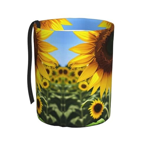MDATT Yellow Sunflower Car Trash Can Leak-Proof Organizer For Long Road Trips And Family Vacations
