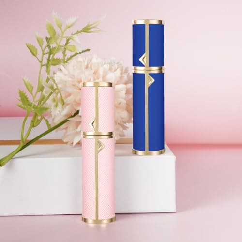 LOPHE Perfume Travel Bottle, 5ML Luxurious Perfume Atomiser Refillable, Leather Perfume Spray Bottle, Easy to Refill Perfume Atomiser for Women Men, A (Blue) — view 6