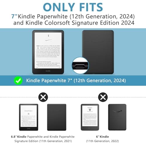 KBCASE Case for 7" Kindle Paperwhite (12th Generation-2024) and Kindle Colorsoft Signature Edition 2024, PU Leather Shell Cover with Auto Sleep/Wake for kindle Paperwhite 2024 E-Reader Case — view 2