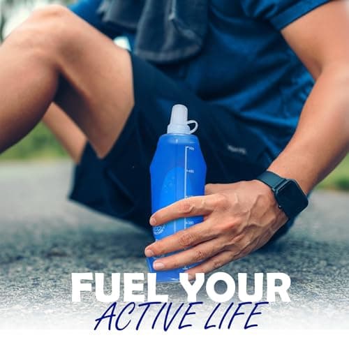 Blend & Bloom Soft Flask Running Water Bottle 500ml,Foldable Flexible Lightweight Leakfroof Collapsible Water Bottle, Soft Flask for Hydration Running Vest for Hiking Cycling — view 4