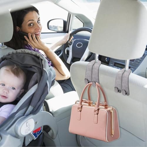 Purse Hook for Car Double Metal Universal PU Leather Organizer — view 2