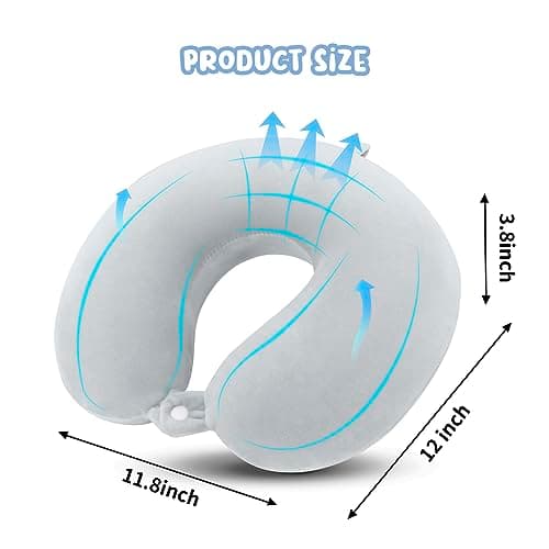WENGX Travel Neck Pillow With Storage Bag Memory Foam Head Support Flight Pillows Cushion for Airplane Train Car Office Travel Essential for a Long Hauls Sleeping Rest (Grey) — view 2