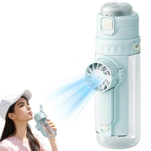SHUZHENG 2-in-1 Water Bottle with Foldable Fan,Portable Dual-Drinking Cooling Water Bottle with Fan,USB Rechargeable Handheld Cooling Cup for Camping Travel Outdoor Sports