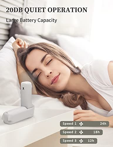 LETSCOL Handheld Mini Fan, 3 in 1 Hand Held Cooling Device, Portable and Personal with Power Bank & Flashlight, Foldable for Travel, Desk, Makeup (White) — view 3