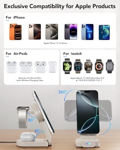 3 in 1 Magnetic foldable Charger,Travel Wireless Charging Station for Apple — view 2