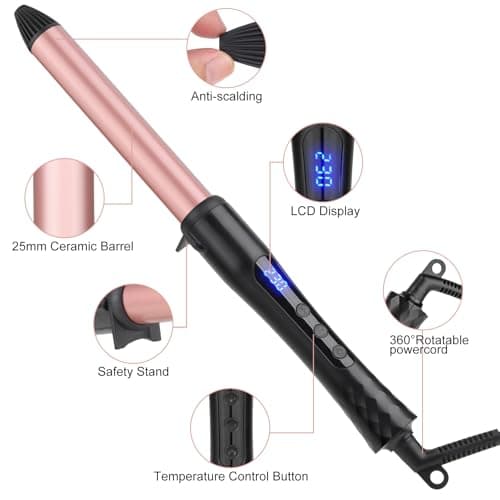 UNOBEY 25mm Ceramic Curling Iron Wand for Short & Long Hair — view 5