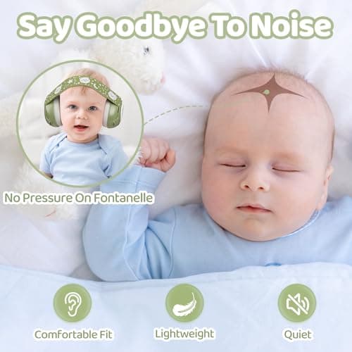 YomauiYee Baby Noise Cancelling Headphones 0–36 Months, 25dB NRR Hearing Protection for Babies & Toddlers, Adjustable Infant Ear Protection for Airplane, Travel, Sleep & Outdoor – Olive Green — view 3
