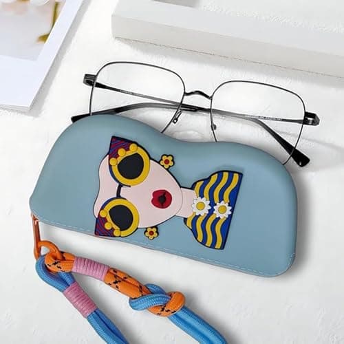 Glasses Case Women, Cute Sunglass Organizer, Zipper Storage Pouch, Soft Siliconed Design, Wrist Strap Included, Ideal for Eyewear Protection, Travel, Daily Use Material Silicone — view 3