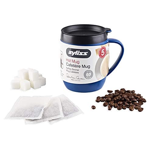 Zyliss Hot Mug Cafetiere - 2 x Plastic/Silicone Travel Mug Bundle | Grey/Blue | Dishwasher Safe | 5 Year Guarantee — view 4