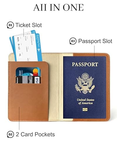 toTravelGear Passport Holder for Travel Essentials,RFID Blocking Passport Cover Case for Travel Accessories,Travel Wallet for Women Men, Dark Brown, 5.5 x 4 inches, Minimalist — view 3