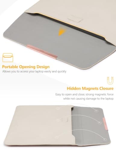 HYZUO 13.3-14 Inch Laptop Case Sleeve with Stand for MacBook,Beige — view 4