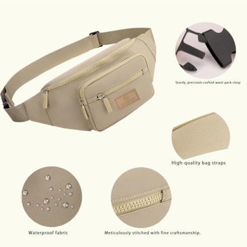 Bumbags for Ladies Bum Bag Fanny Pack Men Women Waist Pack Lightweight Adjustable for Running Walking Hiking Jogging (Khaki) — view 5